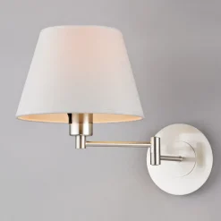 Lindby vegglampe Pola, 30 cm, nikkel, uttrekkbar, tekstil Online