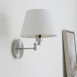 Lindby vegglampe Pola, 30 cm, nikkel, uttrekkbar, tekstil Online