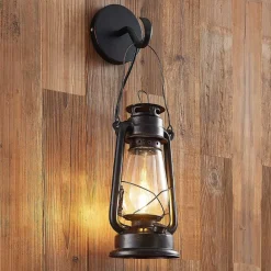 Lindby vegglampe Raisa, rustfarget, metall, lykt, E14| Design- Og Hotellbelysning|Vegglamper