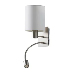 Lindby vegglampe Shajan, 29 cm, tekstil, E27, LED-leselampe