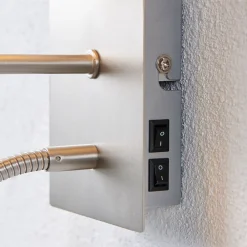 Lindby vegglampe Shajan, 29 cm, tekstil, E27, LED-leselampe