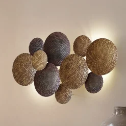 Lindby vegglampe Soraya, gull/kobber, metall, 2 lyskilder, 51 cm| Design- Og Hotellbelysning|Vegglamper