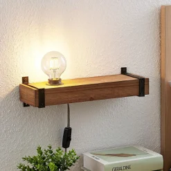 Lindby vegglampe Sverina, 40 cm, tre, støpsel, E27 Online