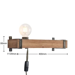 Lindby vegglampe Sverina, 40 cm, tre, støpsel, E27 Online