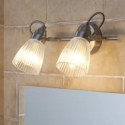Lindby vegglampe til bad Kara, 31 cm, 2 lyskilder, glass, IP44, G9| Design- Og Hotellbelysning|Spotter I Tak