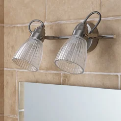 Lindby vegglampe til bad Kara, 31 cm, 2 lyskilder, glass, IP44, G9| Design- Og Hotellbelysning|Spotter I Tak