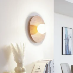 Lindby vegglampe Zain, trefarge/hvit, glass, Ø 33 cm, G9 Best