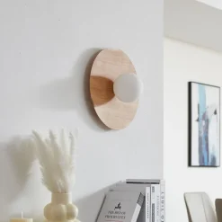 Lindby vegglampe Zain, trefarge/hvit, glass, Ø 33 cm, G9 Best