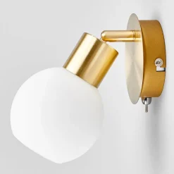 Lindby veggspot Elaina, messingfarget, glass, 14 cm høy, E14| Design- Og Hotellbelysning|Vegglamper