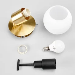 Lindby veggspot Elaina, messingfarget, glass, 14 cm høy, E14| Design- Og Hotellbelysning|Vegglamper