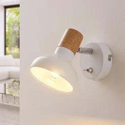 Lindby veggspot Fridolin, 14 cm, hvit, metall, bryter