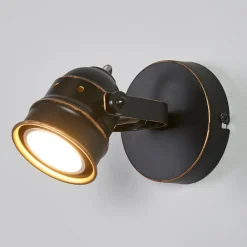 Lindby veggspot Leonor, svart, metall, 1 lyskilde, 9,5 cm| Spotter I Tak|Vegglamper