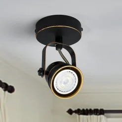 Lindby veggspot Leonor, svart, metall, 1 lyskilde, 9,5 cm| Spotter I Tak|Vegglamper