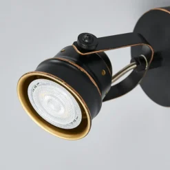 Lindby veggspot Leonor, svart, metall, 1 lyskilde, 9,5 cm| Spotter I Tak|Vegglamper