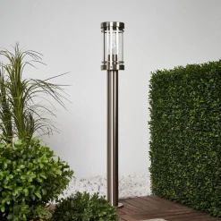 Lindby veilampe Djori, 80 cm, aluminiumsfarget, stål, E27| Sokkellamper|Gatebelysning, Pullert Belysning