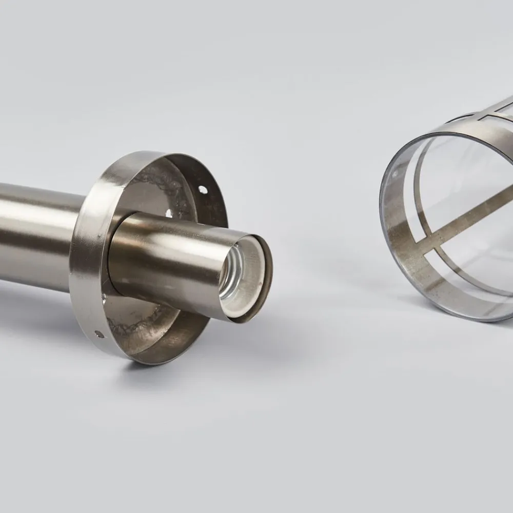 Lindby veilampe Djori, 80 cm, aluminiumsfarget, stål, E27| Sokkellamper|Gatebelysning, Pullert Belysning