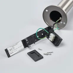 Lindby veilampe Djori, 80 cm, aluminiumsfarget, stål, E27| Sokkellamper|Gatebelysning, Pullert Belysning