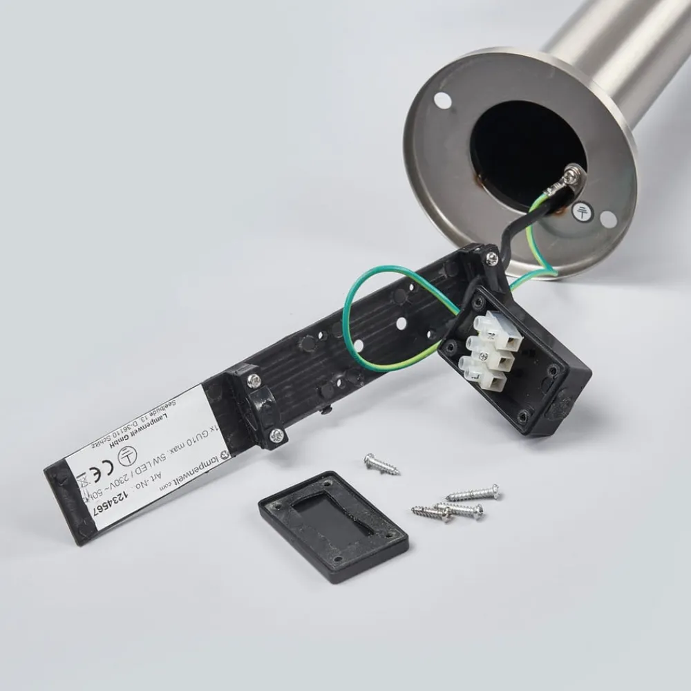 Lindby veilampe Djori, 80 cm, aluminiumsfarget, stål, E27| Sokkellamper|Gatebelysning, Pullert Belysning