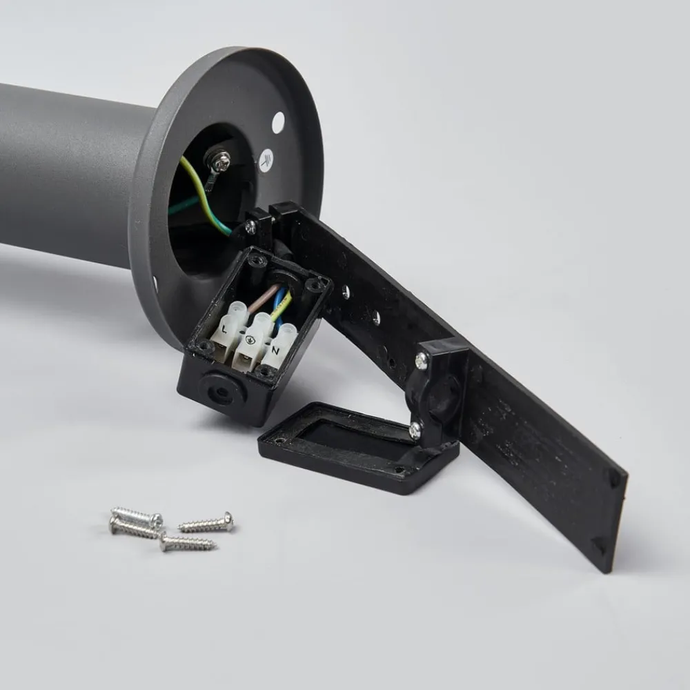 Lindby veilampe Djori, 80 cm, antrasitt, stål, E27| Sokkellamper Med Sensor|Terrassebelysning