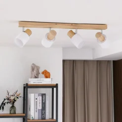 Lindby Wanessa downlight, 67 cm, 4 lyskilder, tre, hvit, E14