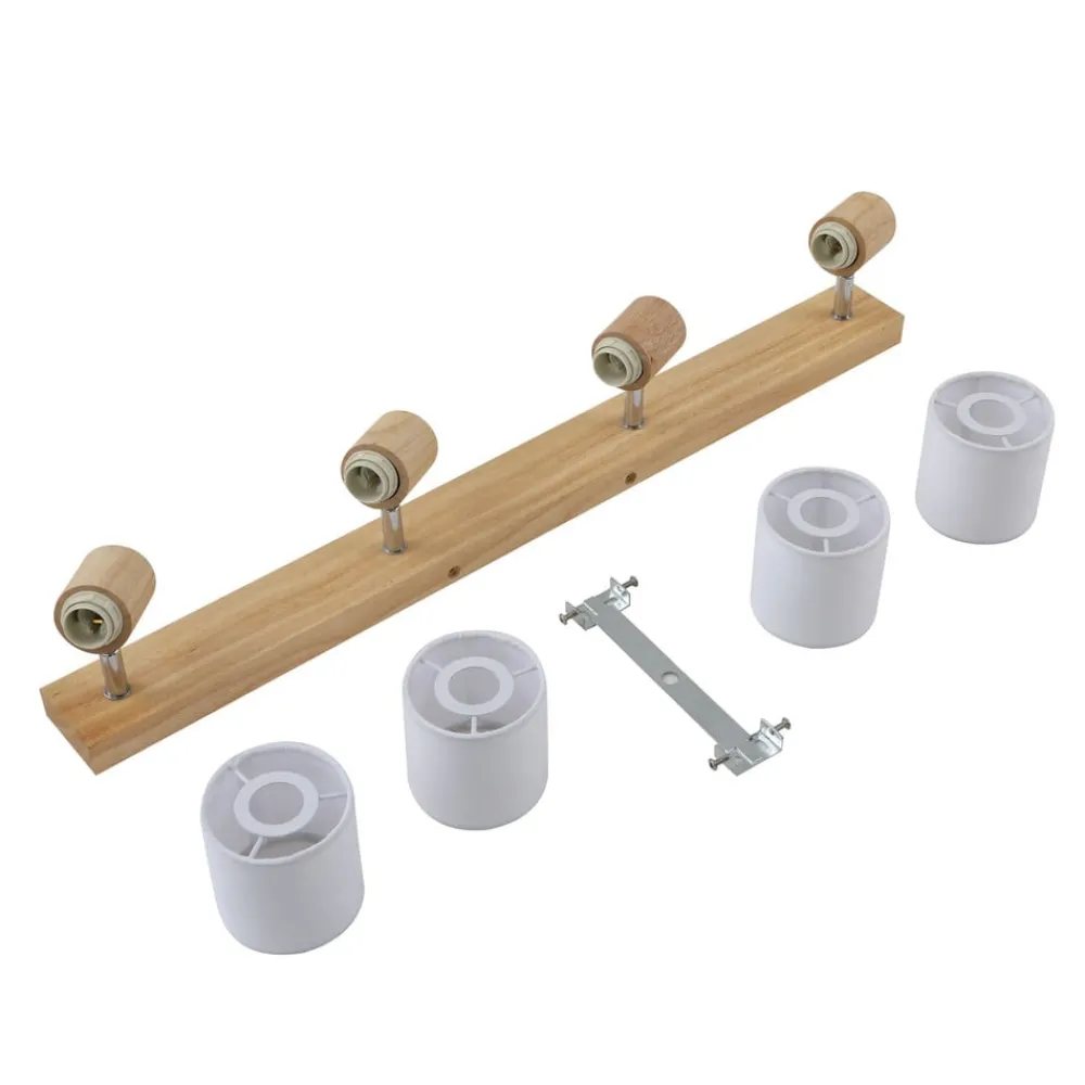 Lindby Wanessa downlight, 67 cm, 4 lyskilder, tre, hvit, E14