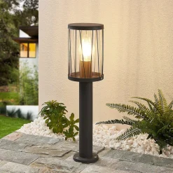 Lindby Yonan sokkellampe, rund, mørk grå, E27 Online