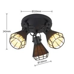 Lindby Yusei spotlight, 3 lyskilder, rund| Spotter I Tak