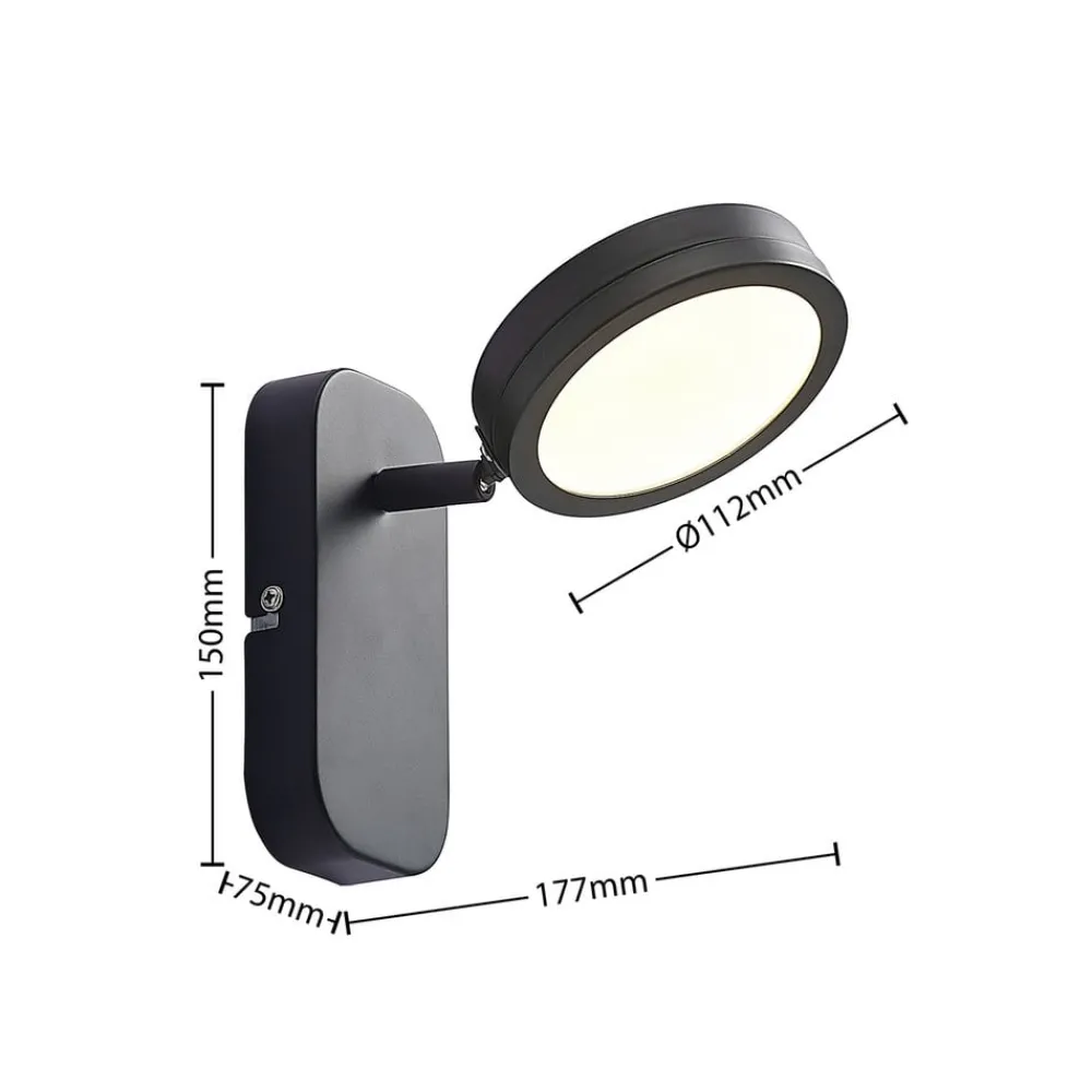 Lindby -spot Vesim, svart, 1-lys, 15 cm høy, jern| Spotter I Tak