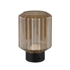 Reality Leuchten Lord LED-bordlampe, svart/amber, høyde 19,5 cm, glass| Bordlamper
