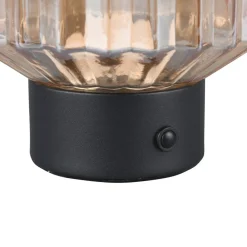 Reality Leuchten Lord LED-bordlampe, svart/amber, høyde 19,5 cm, glass| Bordlamper