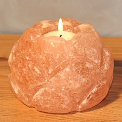 Wagner Life Lotusblomst telysholder i saltkrystall| Dekorasjonsbelysning|Bordlamper