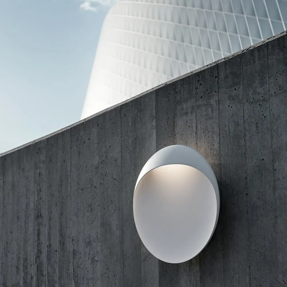 Louis Poulsen LED-vegglampe Flindt, hvit, 2700 K, Ø 20 cm| Vegglamper Utendørs