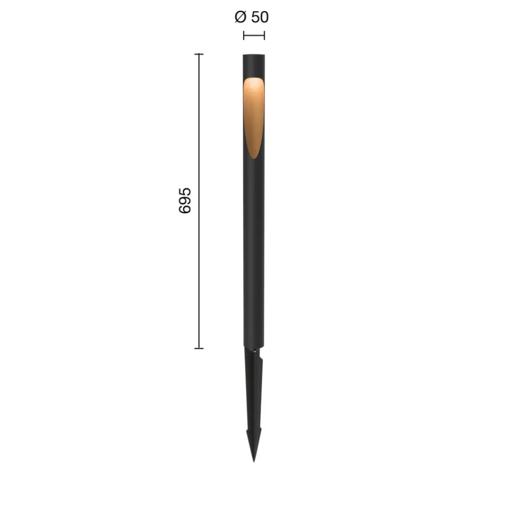 Louis Poulsen Veilampe 830 svart 70 cm stikkontakt| Utespotter|Gatebelysning, Pullert Belysning