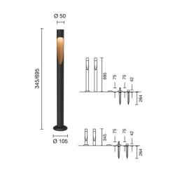 Louis Poulsen veilampe Flindt, 940 svart 70 cm sokkel 24 V| Gatebelysning, Pullert Belysning