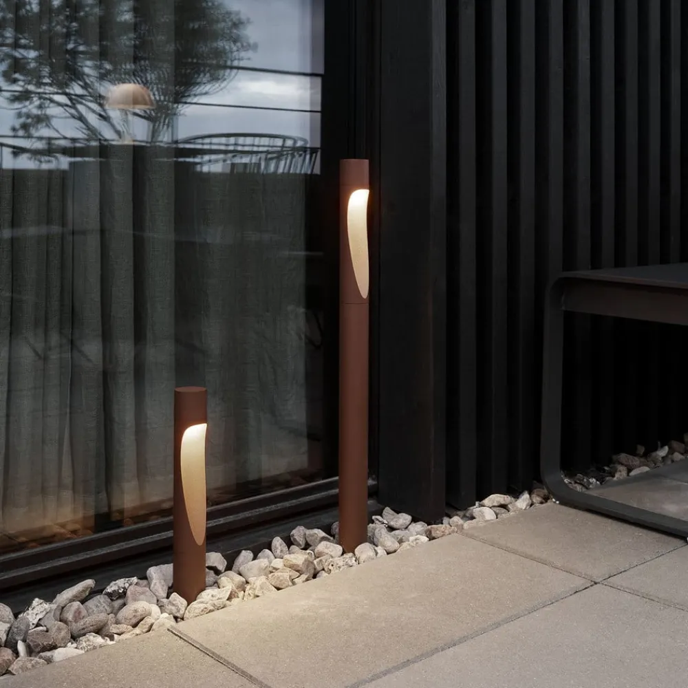 Louis Poulsen veilampe Flindt, 930, corten 70 cm sokkel 24 V| Gatebelysning, Pullert Belysning