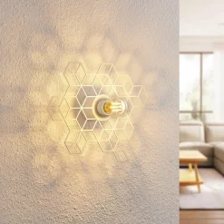 Lucande Alexaru vegglampe, ruter, hvit Discount