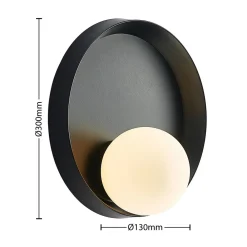 Lucande Andelina vegglampe, rund, svart New