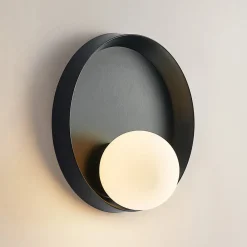 Lucande Andelina vegglampe, rund, svart New