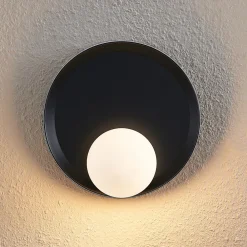 Lucande Andelina vegglampe, rund, svart New