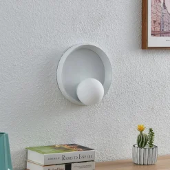 Lucande Andelina vegglampe, rund, hvit| Vegglamper