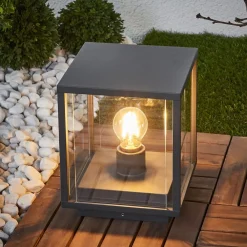 Lucande Annalea sokkellampe, 55 cm, antrasitt, IP54| Sokkellamper Med Sensor|Terrassebelysning