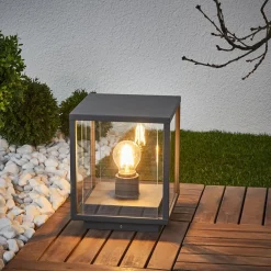 Lucande Annalea sokkellampe, 55 cm, antrasitt, IP54| Sokkellamper Med Sensor|Terrassebelysning