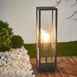 Lucande Annalea sokkellampe, 50 cm, antrasitt, IP54 Clearance