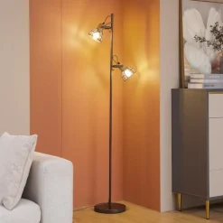 Lindby Lucande Arinthea gulvlampe, 2-lys, svart, stål, E14 Sale