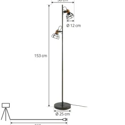Lindby Lucande Arinthea gulvlampe, 2-lys, svart, stål, E14 Sale