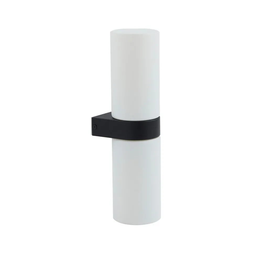 Lucande Basolo vegglampe til bad, svart, høyde 31,5 cm, glass| Vegglamper