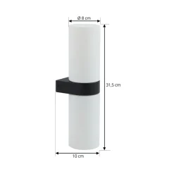 Lucande Basolo vegglampe til bad, svart, høyde 31,5 cm, glass| Vegglamper