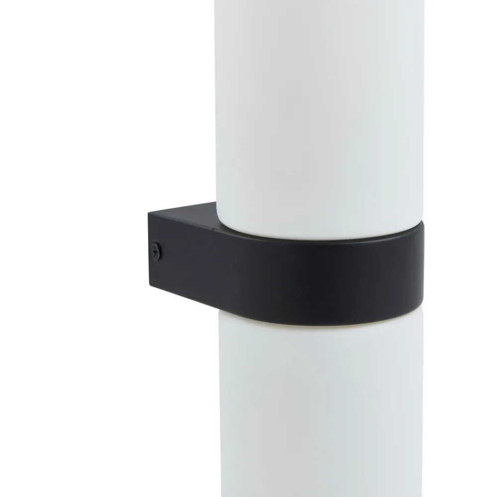 Lucande Basolo vegglampe til bad, svart, høyde 31,5 cm, glass| Vegglamper