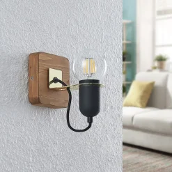 Lucande Becky veggspot i tre, 1 lyskilde, svart| Vegglamper