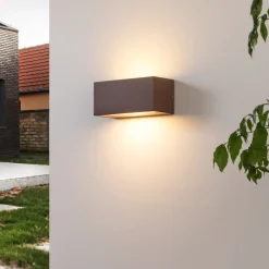 Lucande Bente utendørs vegglampe, rustfarget, aluminium, 11 cm Clearance